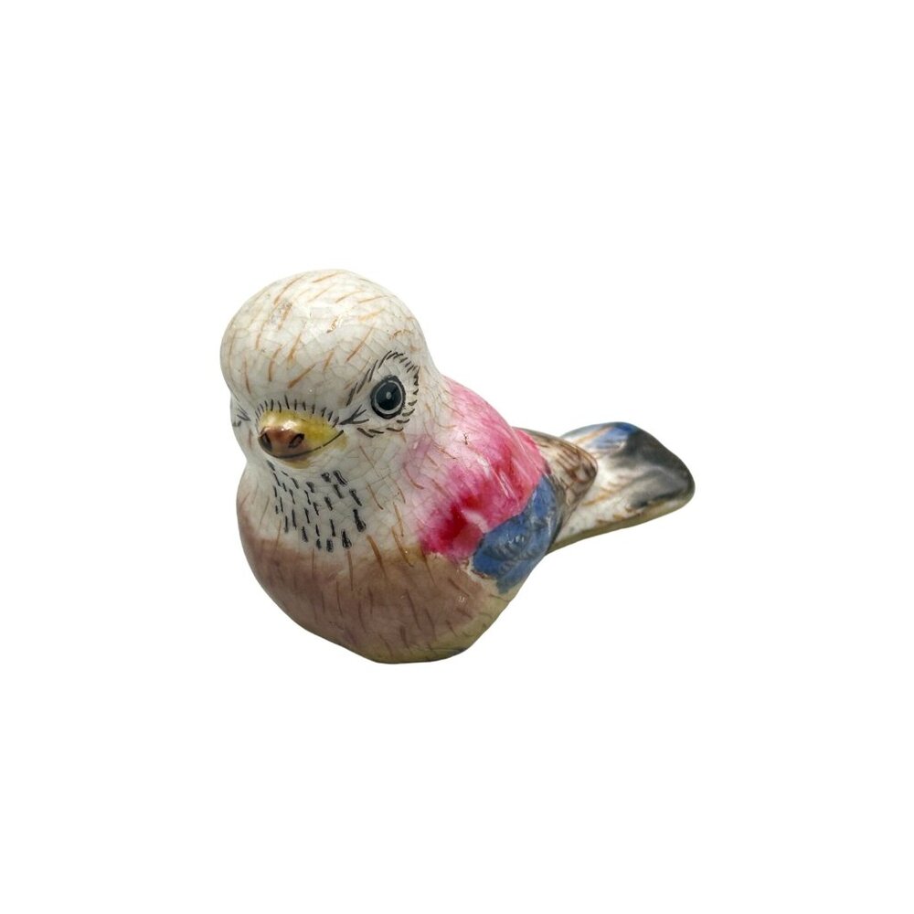 Older Vintage Bird Figurine Colorful Hand Painted Small Bird Miniature Decor